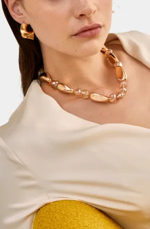 Necklace With Resin & Gold Pebbles