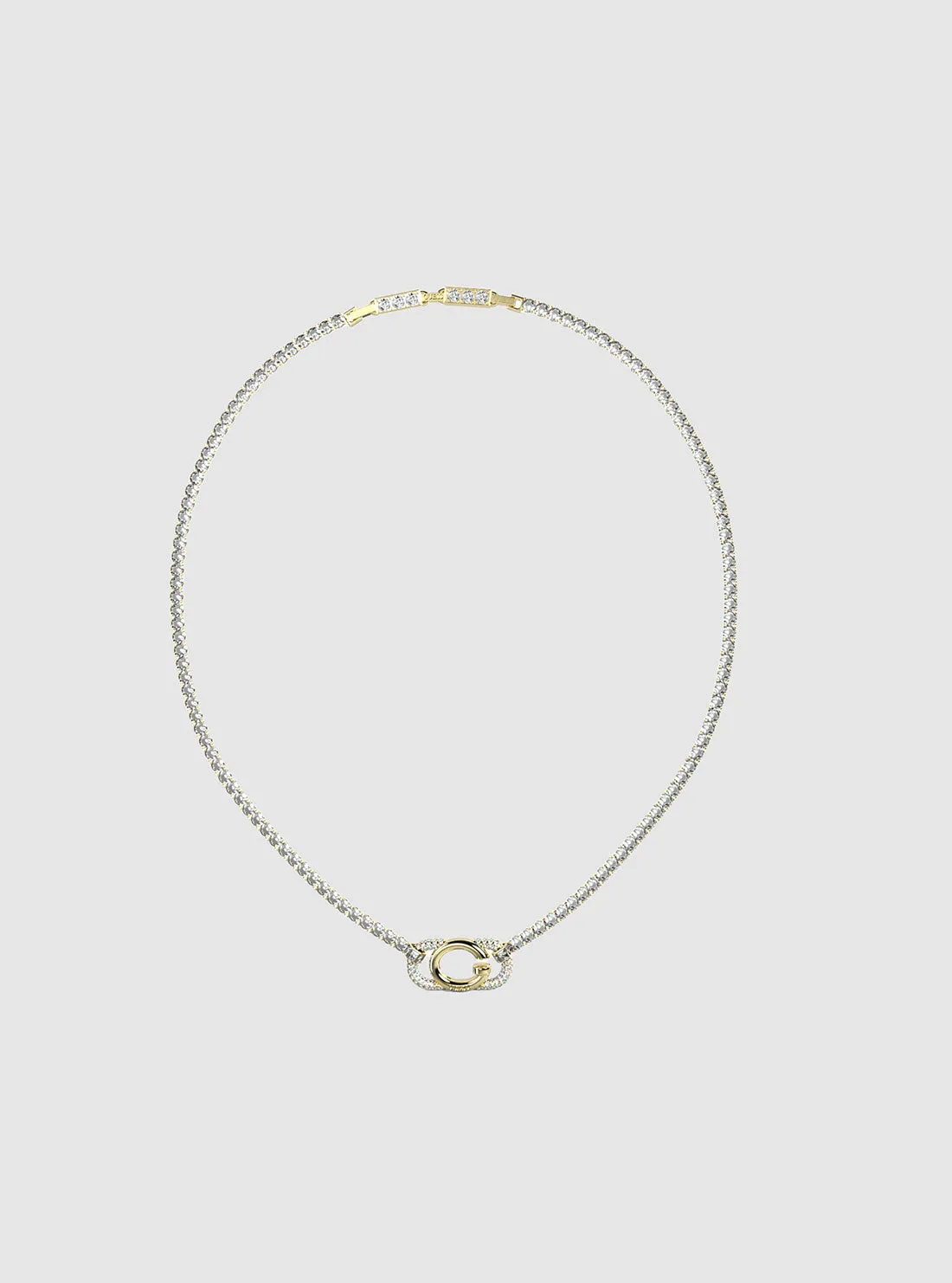 Oh My G Logo Crystal Tennis Necklace Guess