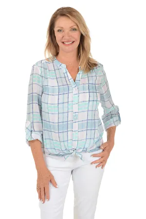 Petite Orchid Plaid Button-Front Blouse