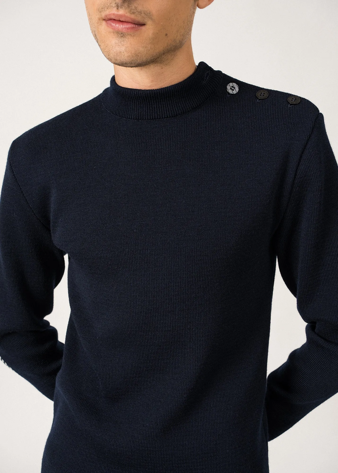 Pull marin Matelot Equipage -  coudires contrastes (MARINE/ECRU)