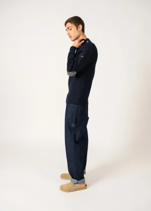 Pull marin Matelot Equipage -  coudires contrastes (MARINE/ECRU)
