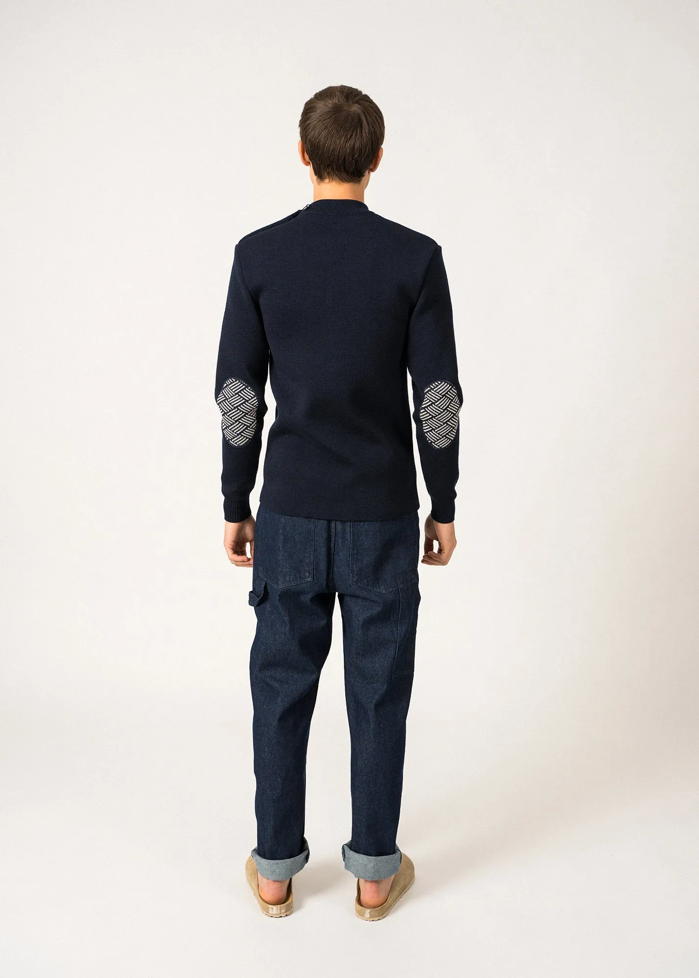 Pull marin Matelot Equipage -  coudires contrastes (MARINE/ECRU)