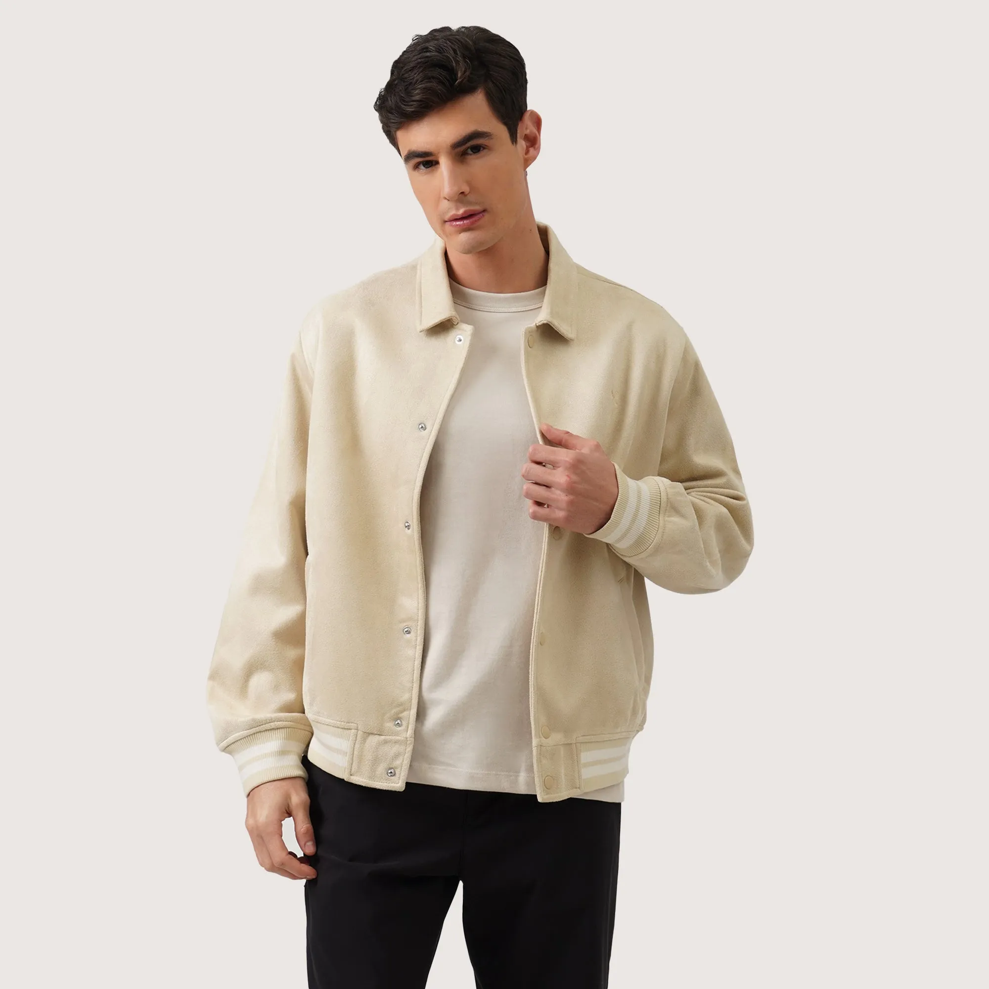 Regatta- Bomber Jacket In Faux Suede With Snap Button Closure