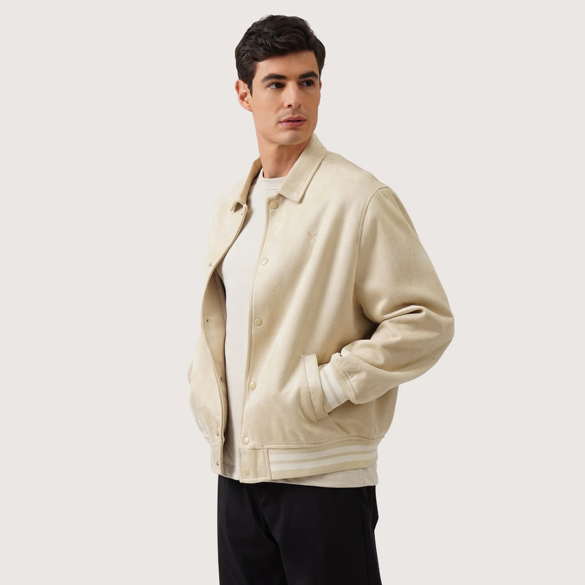 Regatta- Bomber Jacket In Faux Suede With Snap Button Closure