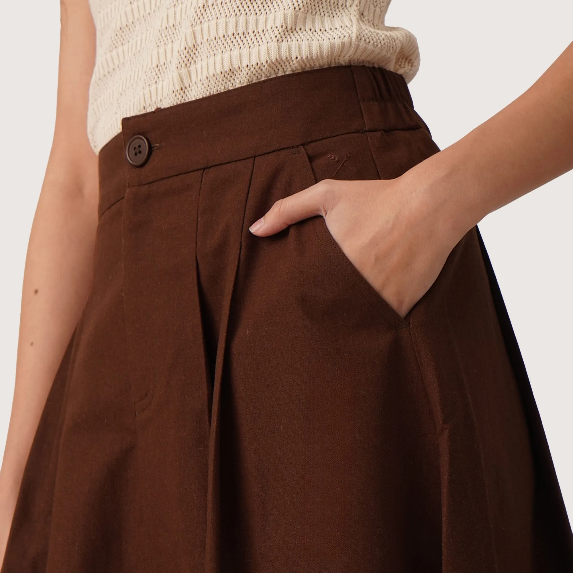 Regatta- Linen Midi Gartered Skirt