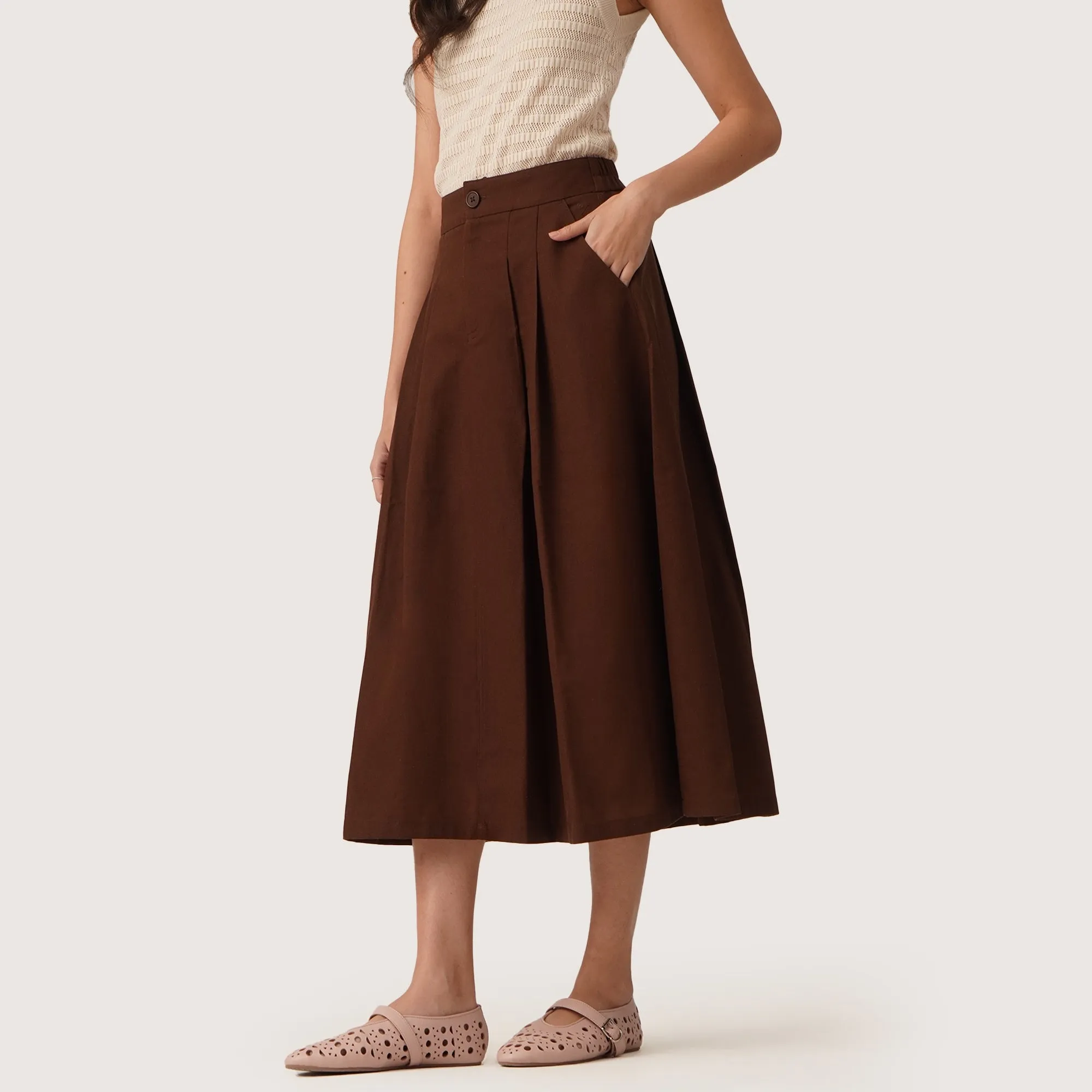 Regatta- Linen Midi Gartered Skirt