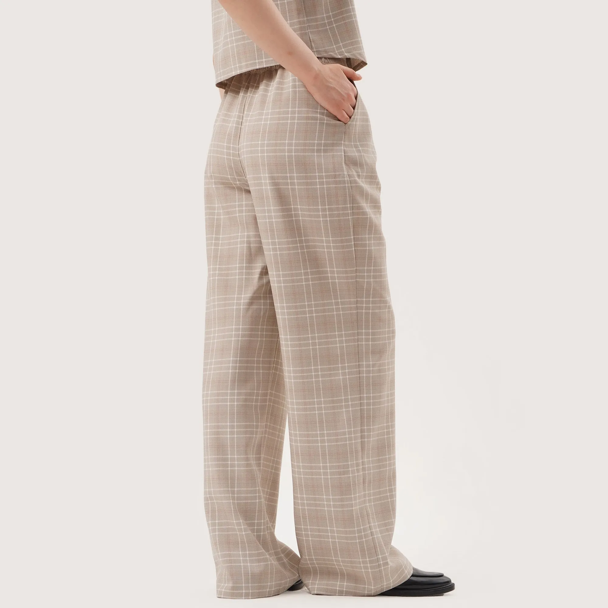 Regatta- Pleated Wide Legged Plaid Trousers