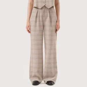 Regatta- Pleated Wide Legged Plaid Trousers