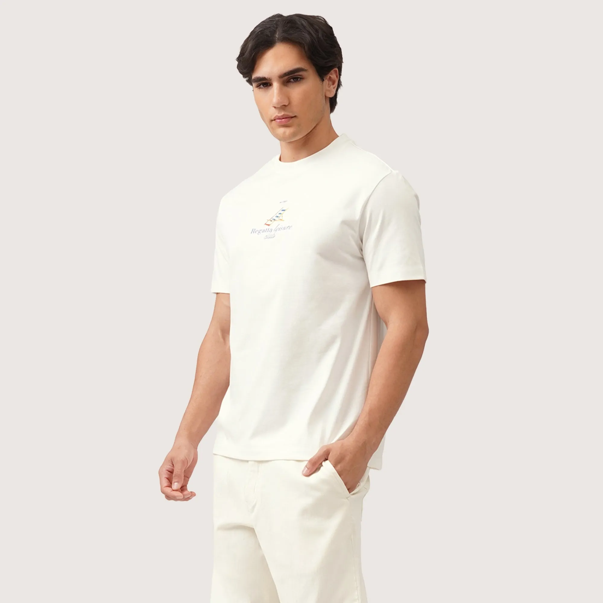 Regatta- Regular Fit Round Neck T-Shirt In Single Jersey With Watercolor Print