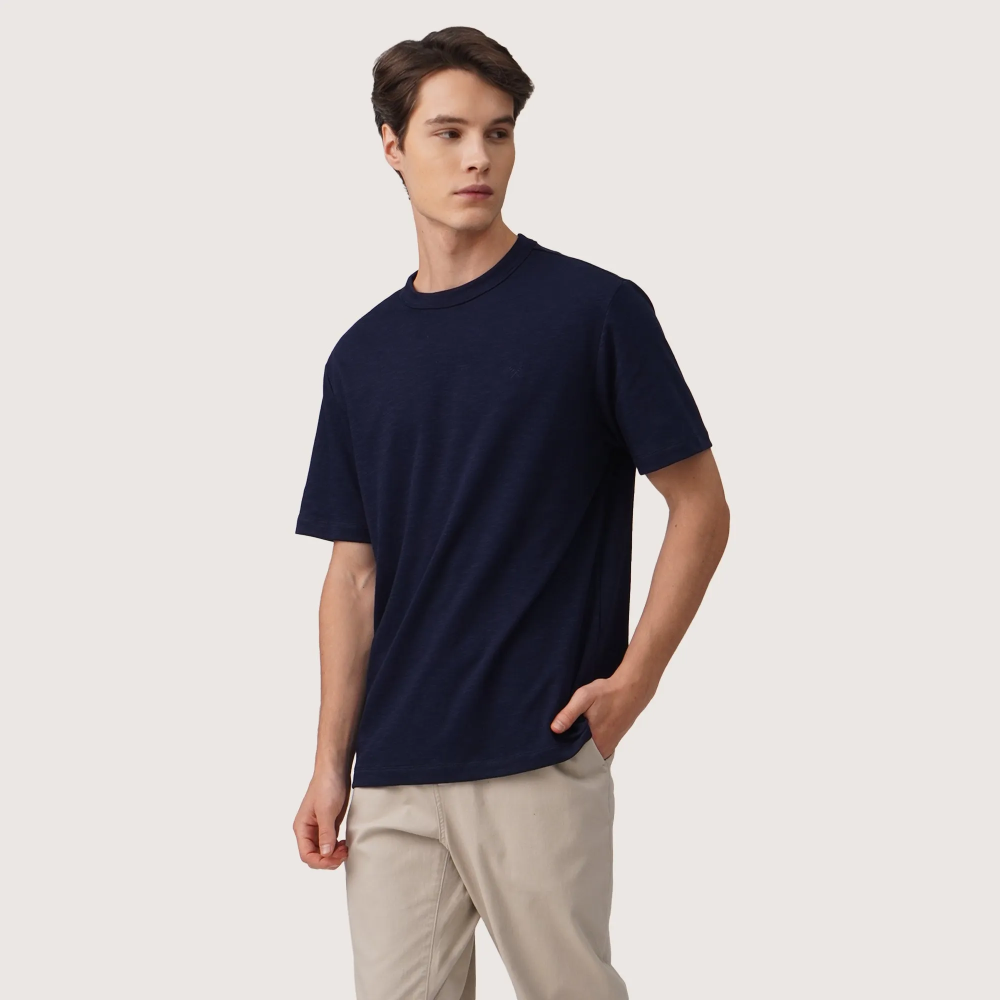Regatta- Regular Fit T-Shirt With Binded Neck Rib In Melange Knit