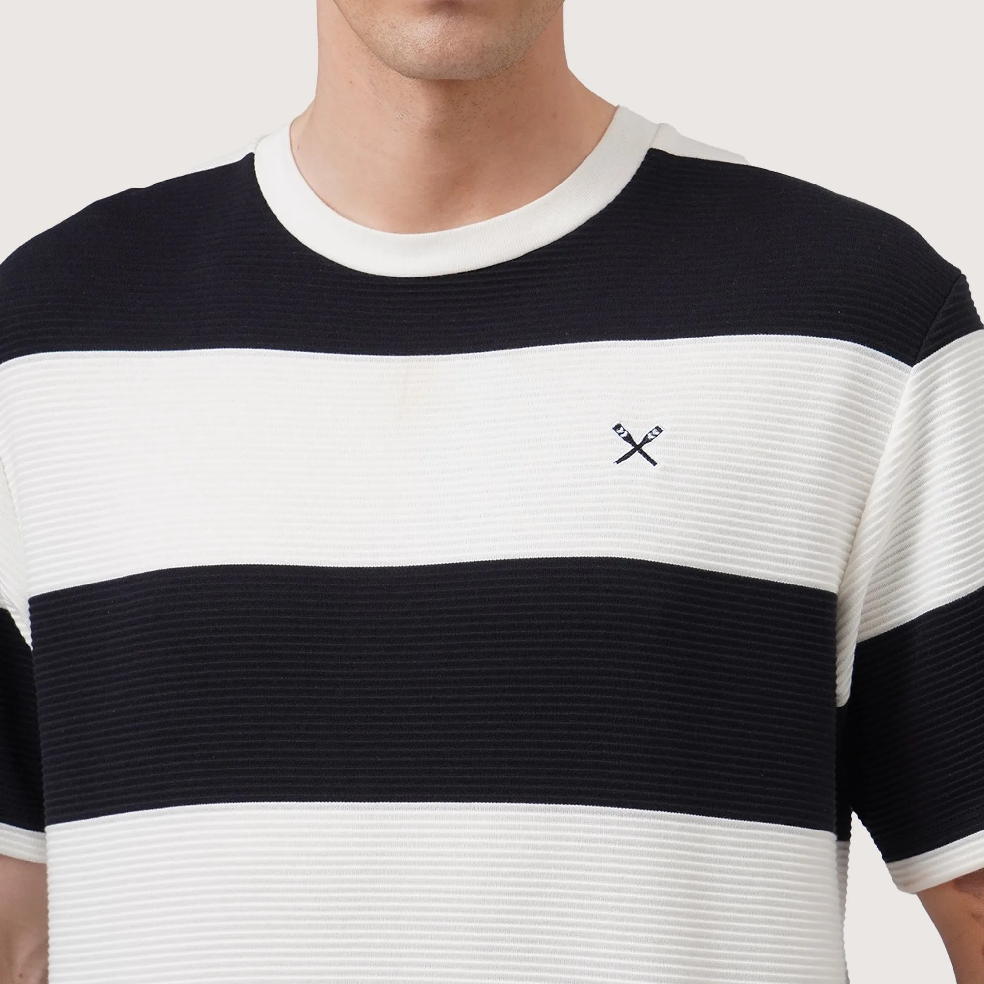 Regatta- Relaxed Fit Stripes T-Shirt In Textured Fabric