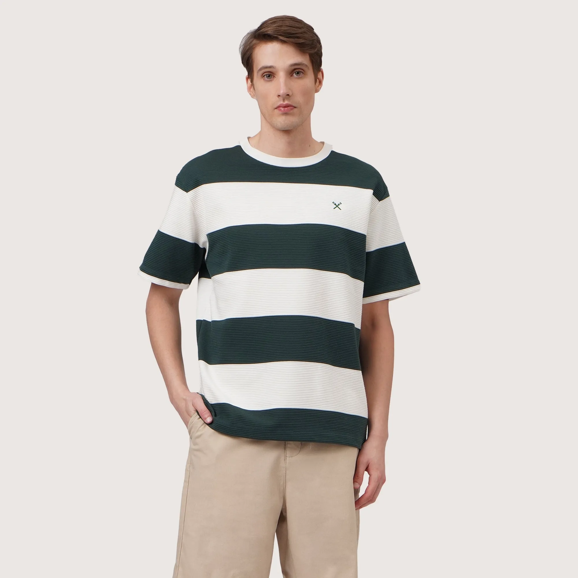 Regatta- Relaxed Fit Stripes T-Shirt In Textured Fabric