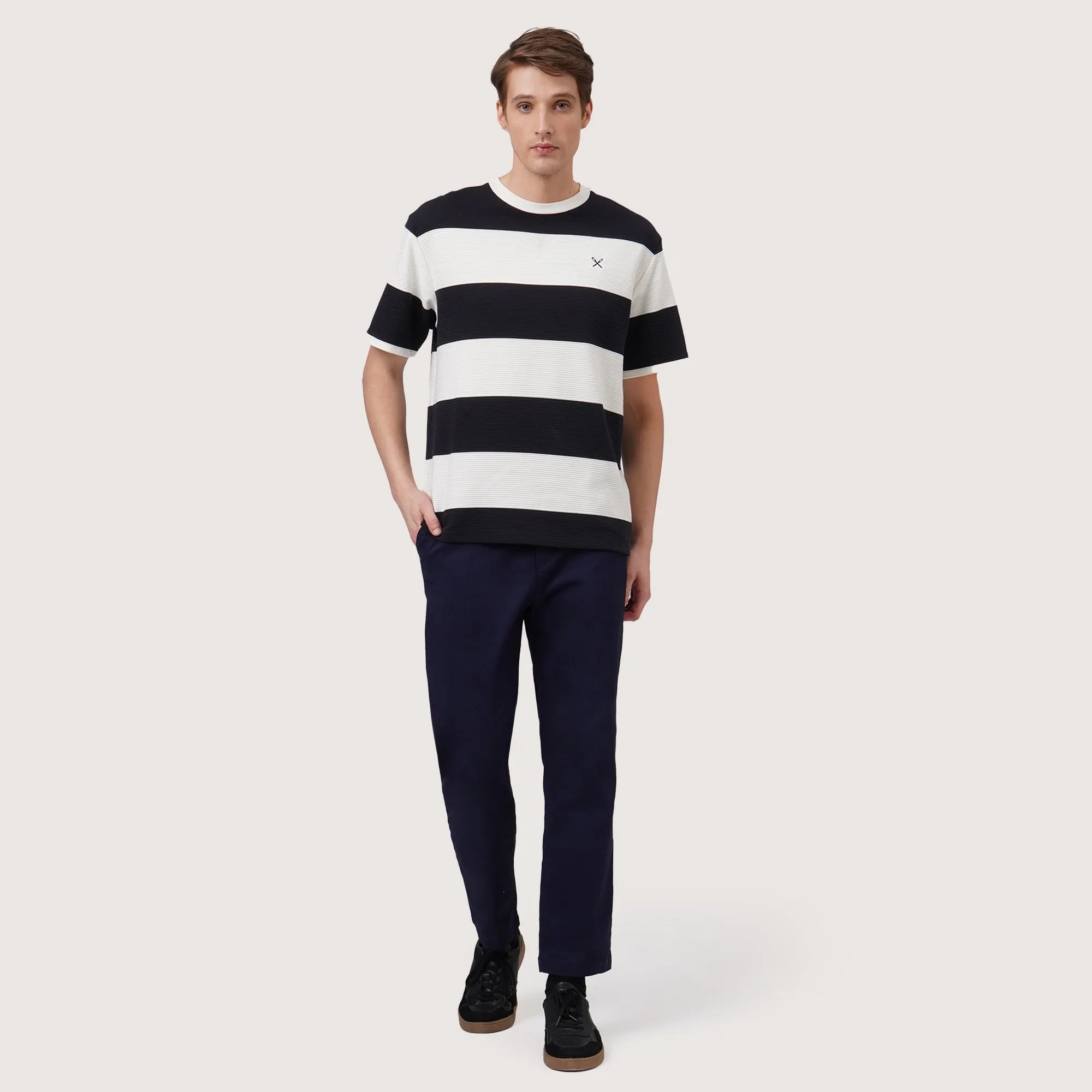 Regatta- Relaxed Fit Stripes T-Shirt In Textured Fabric