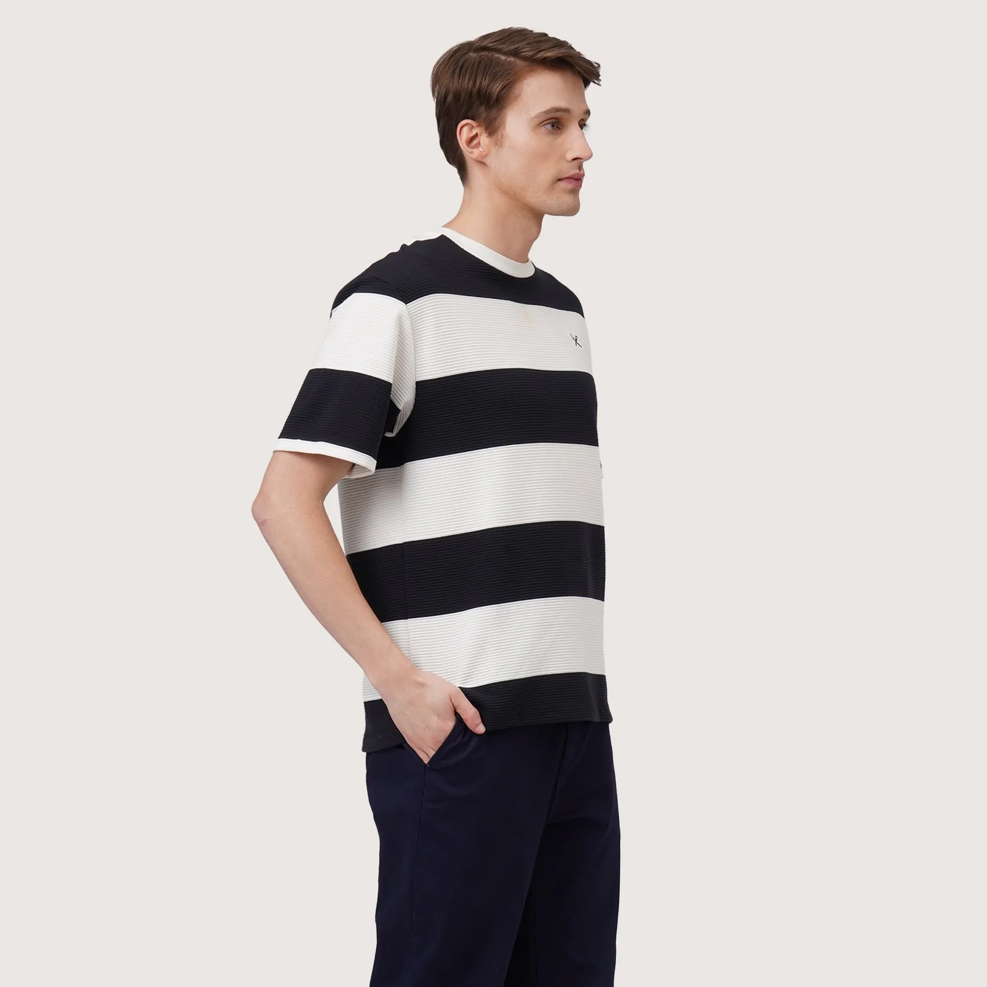 Regatta- Relaxed Fit Stripes T-Shirt In Textured Fabric