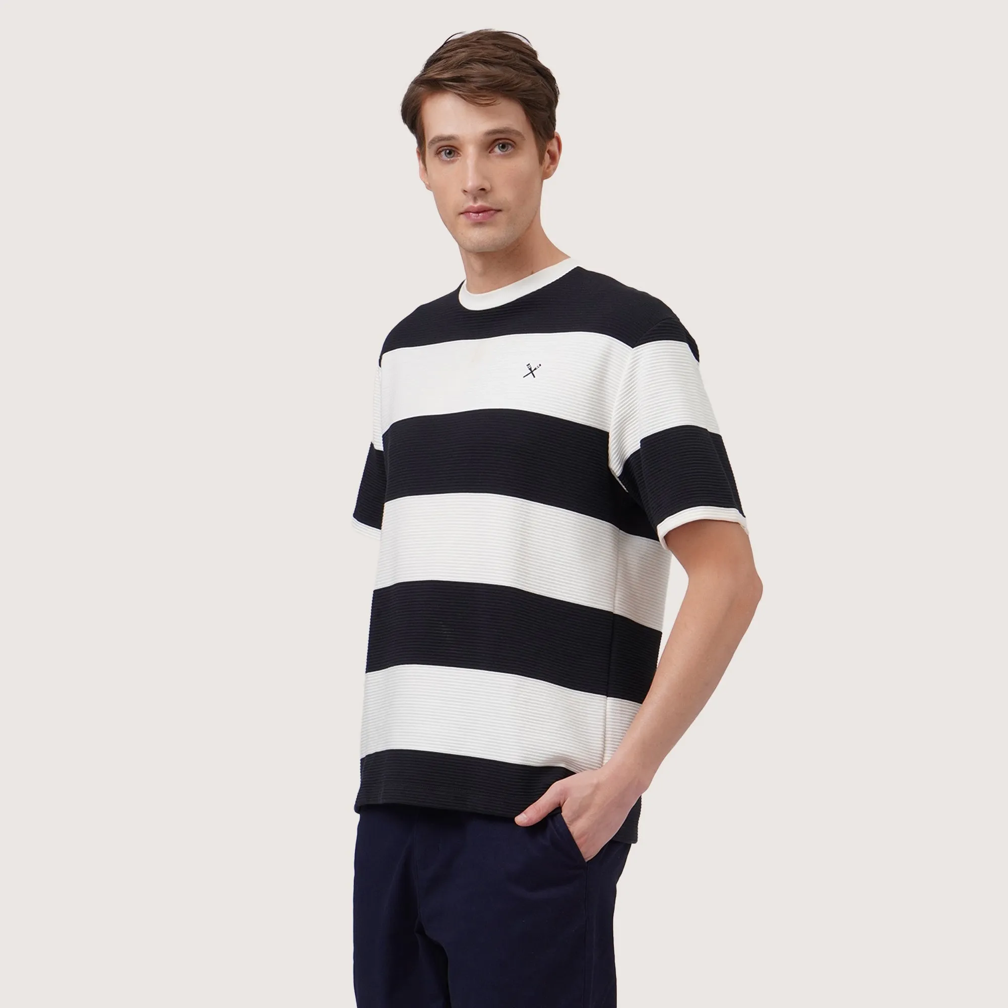 Regatta- Relaxed Fit Stripes T-Shirt In Textured Fabric