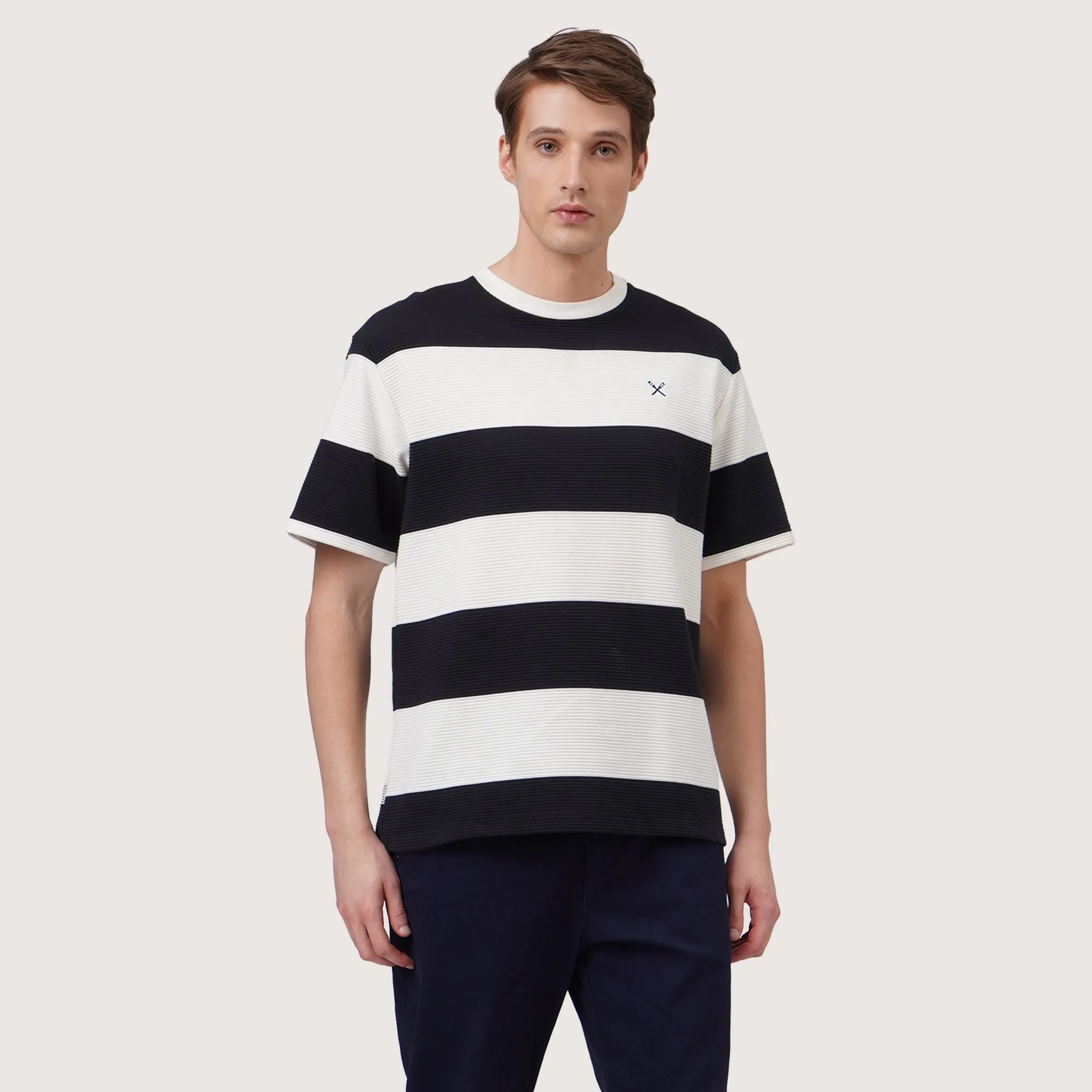 Regatta- Relaxed Fit Stripes T-Shirt In Textured Fabric