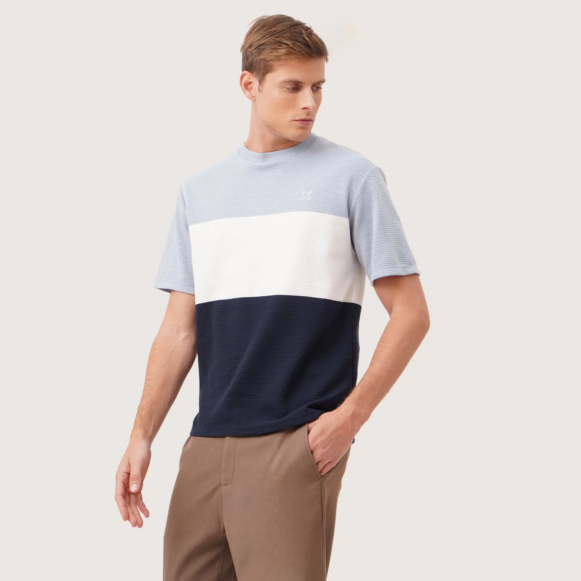Regatta- Relaxed Fit T-Shirt In Textured Stripe Fabric