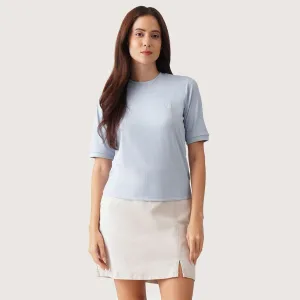 Regatta- Ribbed Knit Top With Turned Up Hem