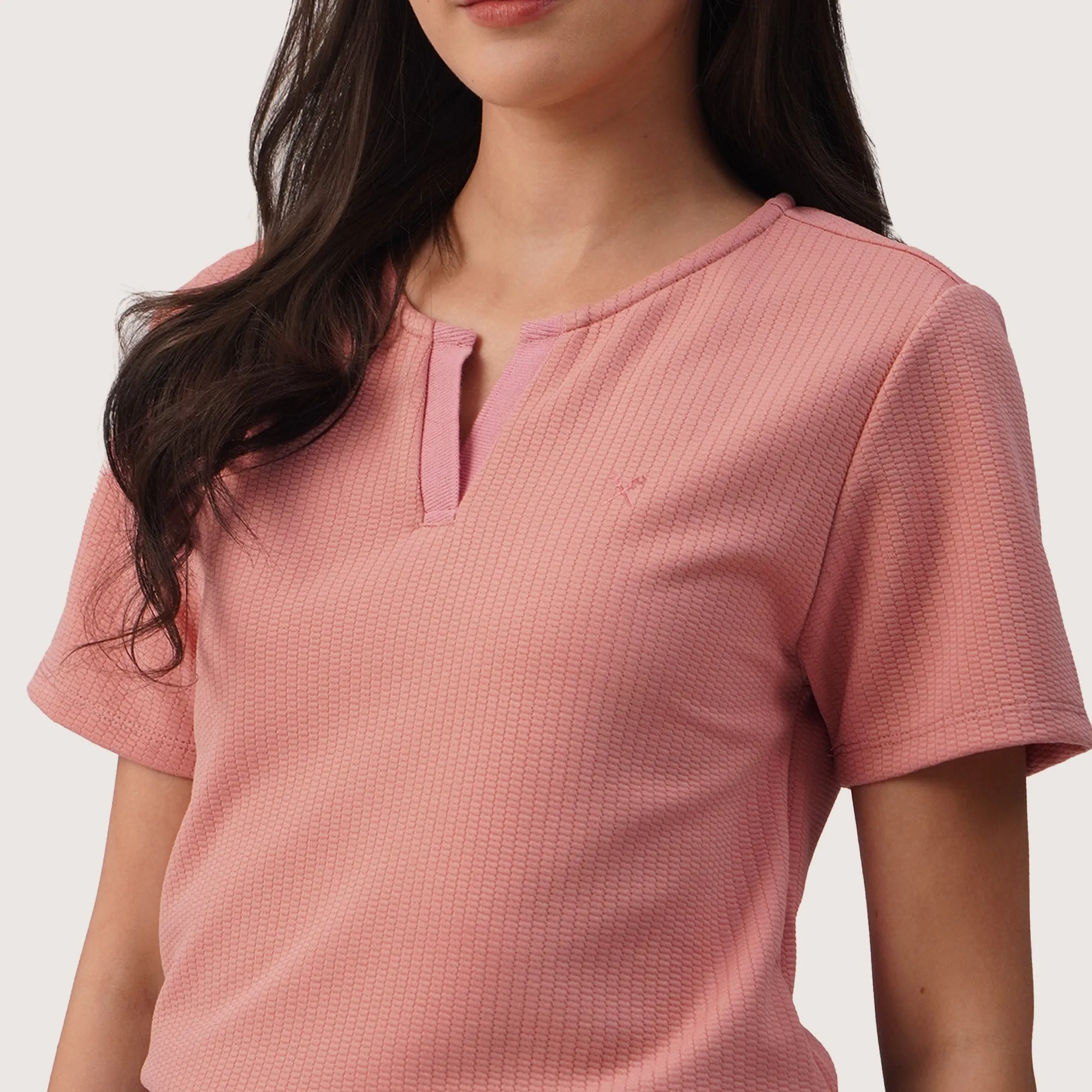 Regatta- Split Neck Textured Knit T-Shirt