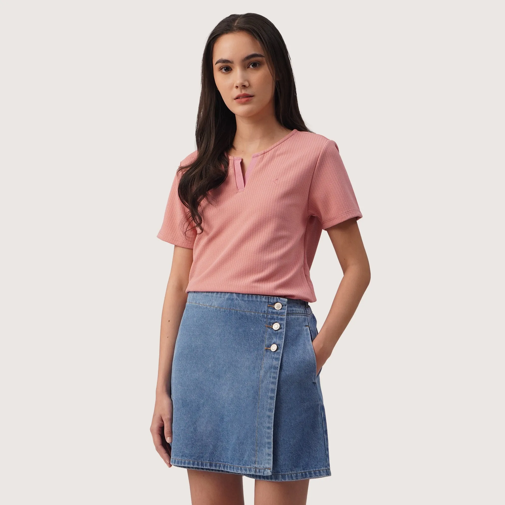Regatta- Split Neck Textured Knit T-Shirt