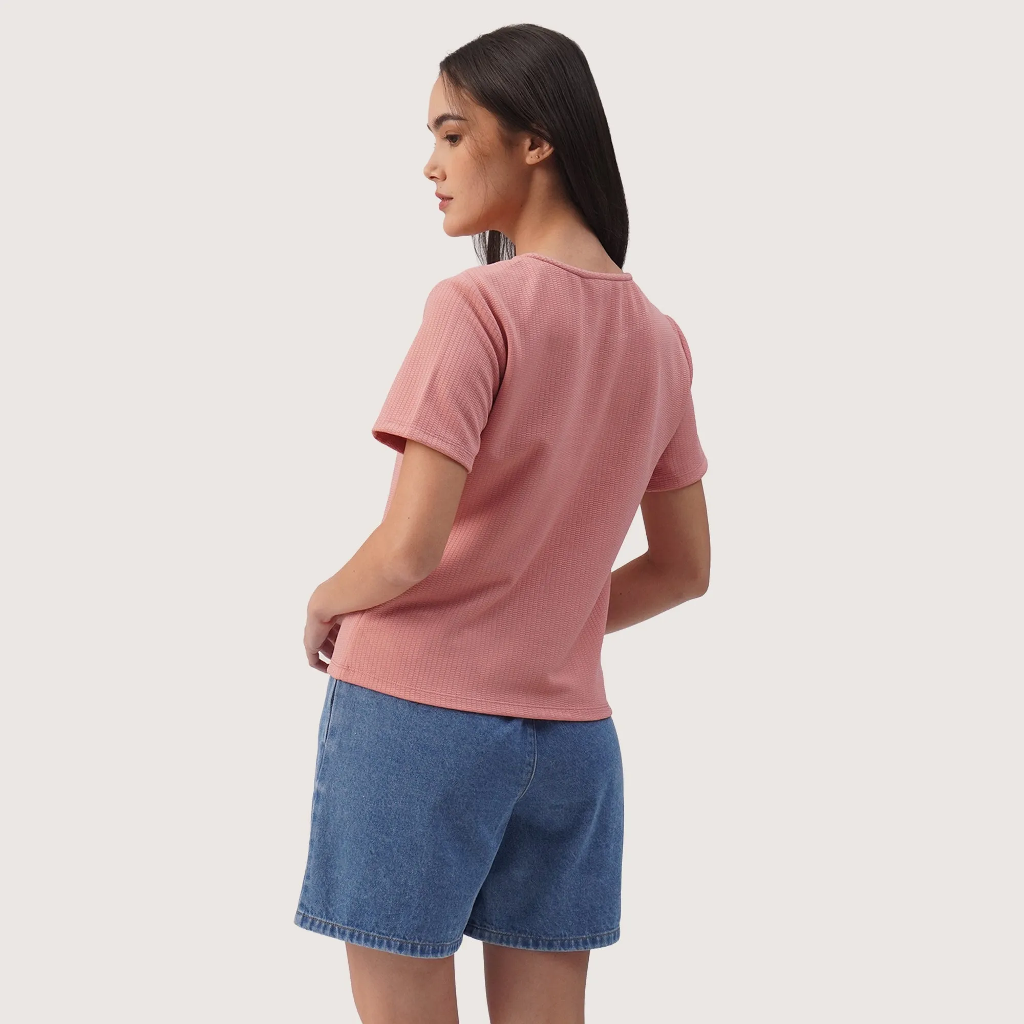 Regatta- Split Neck Textured Knit T-Shirt