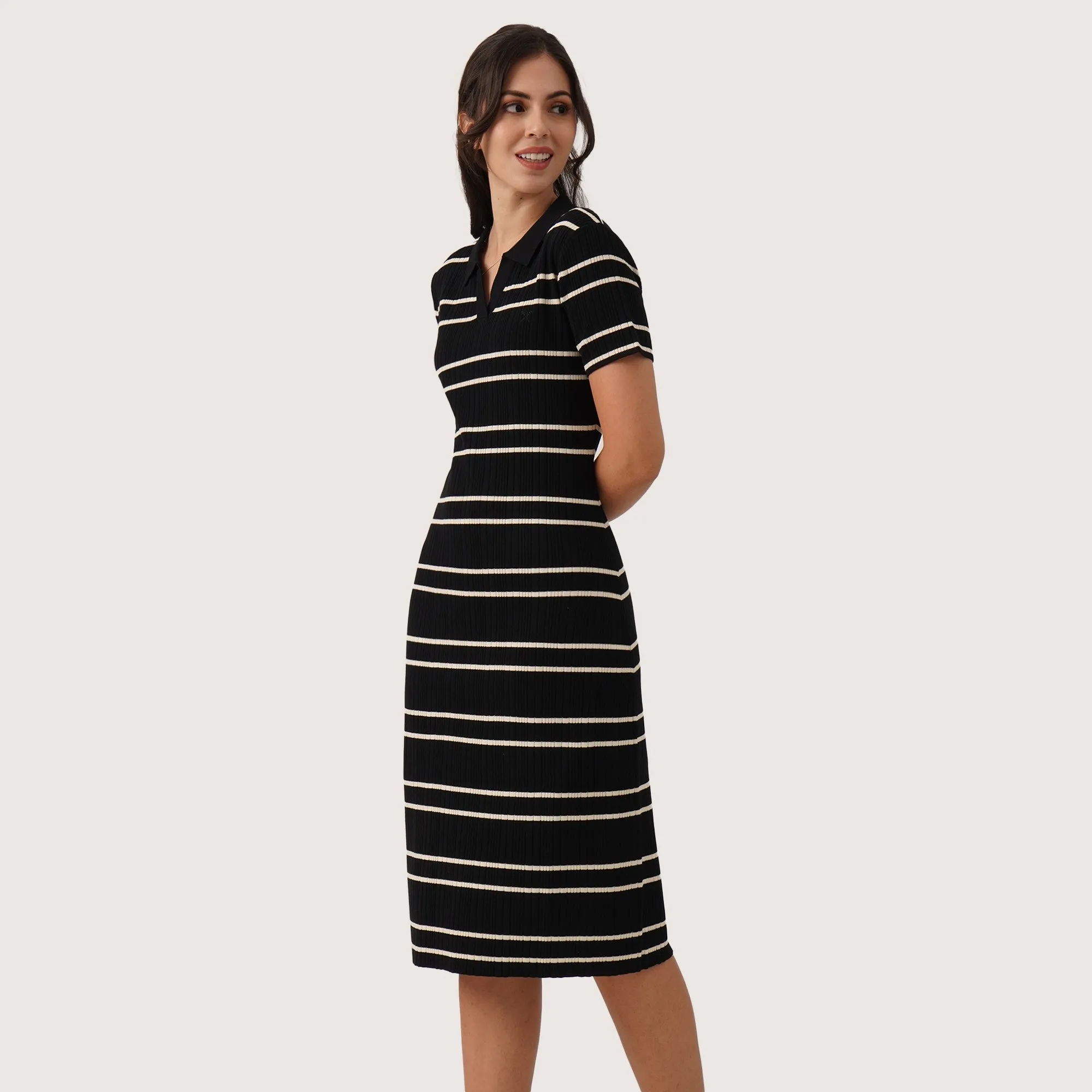 Regatta- Striped Knit Polo Dress