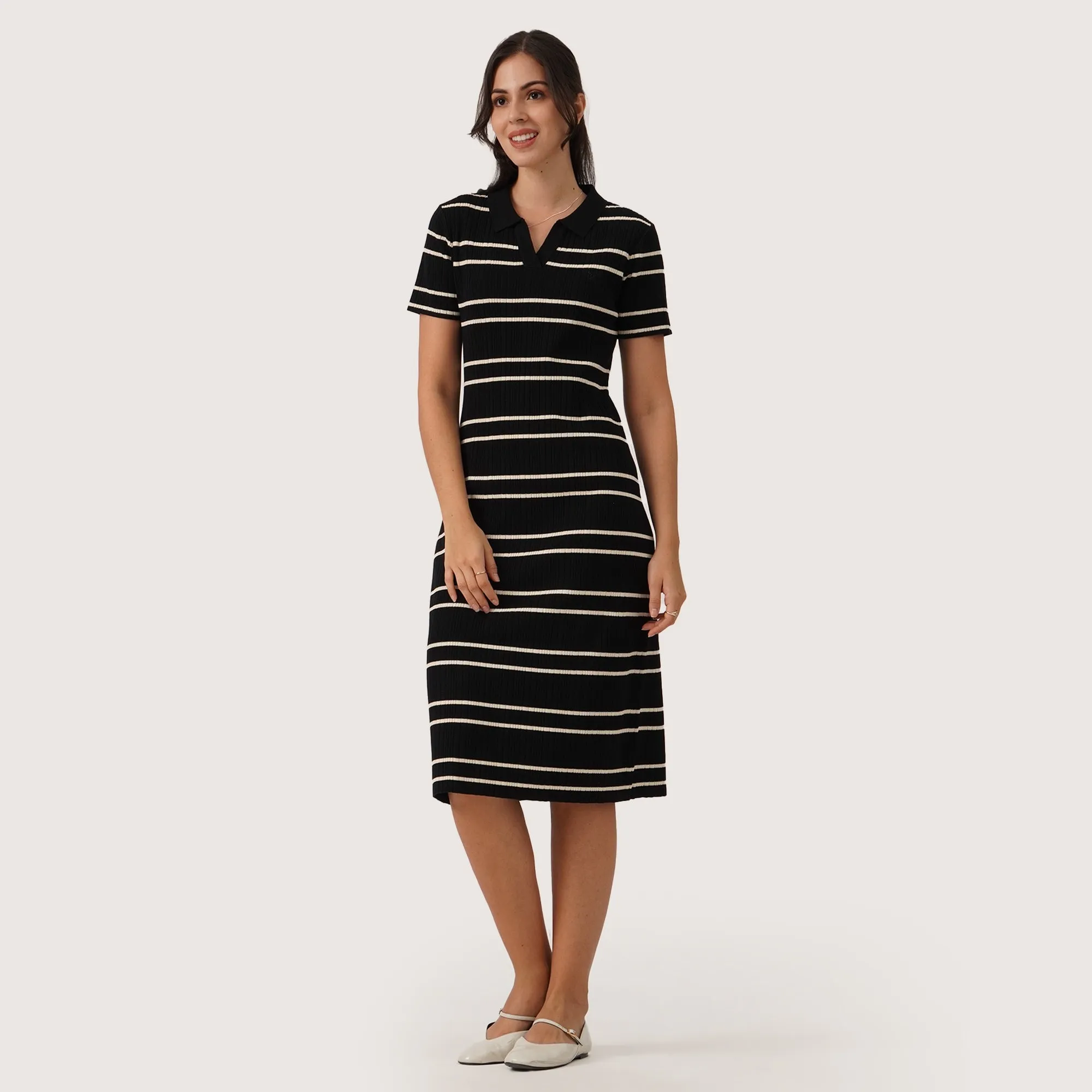 Regatta- Striped Knit Polo Dress