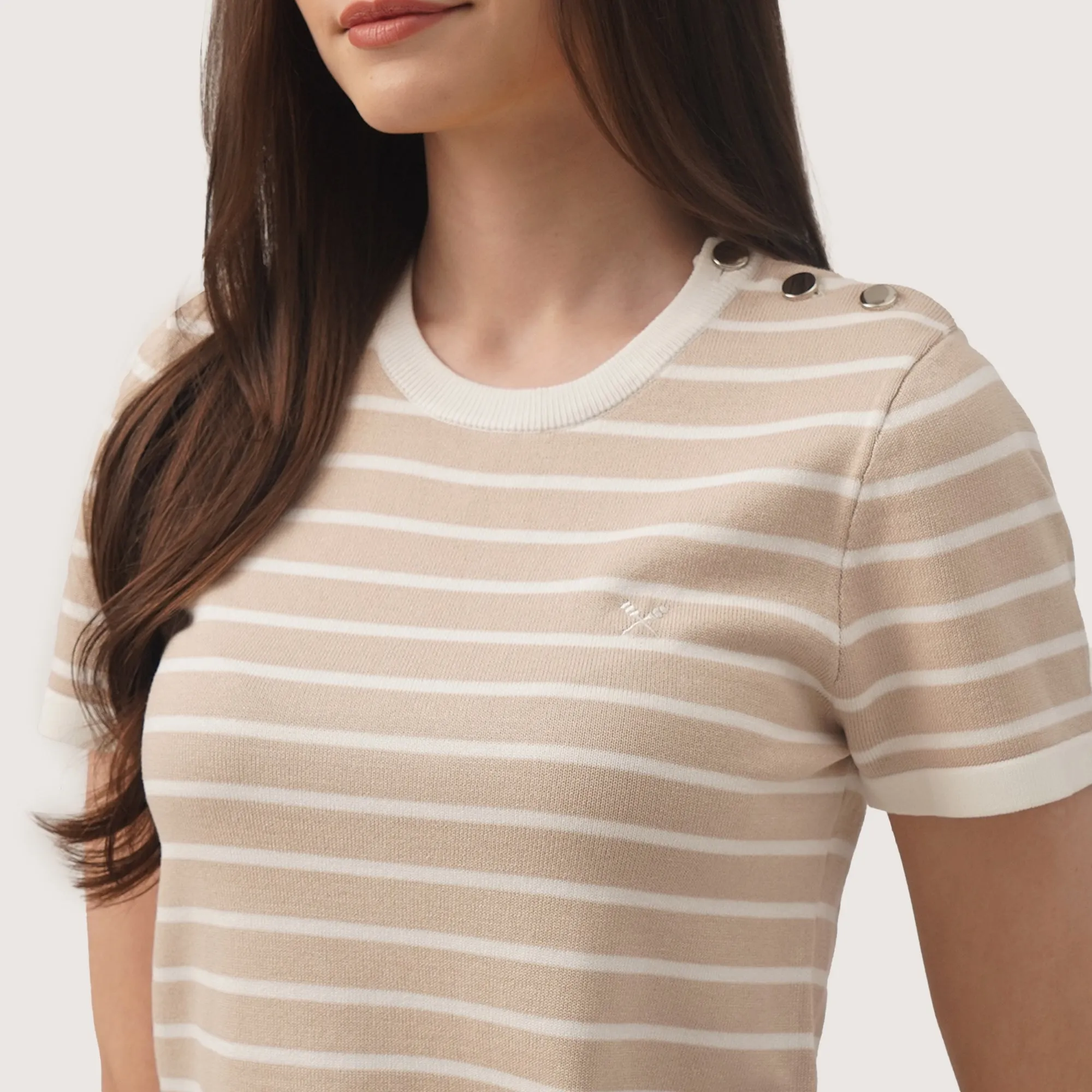 Regatta- Striped T-Shirt With Button Detail