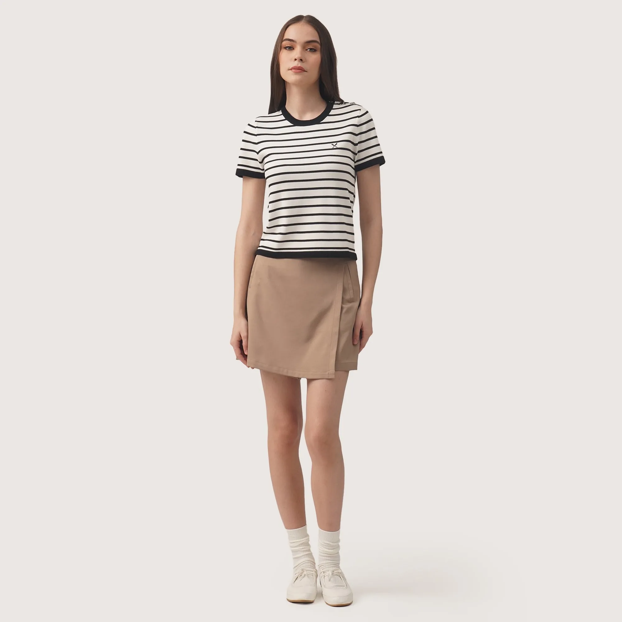 Regatta- Striped T-Shirt With Button Detail
