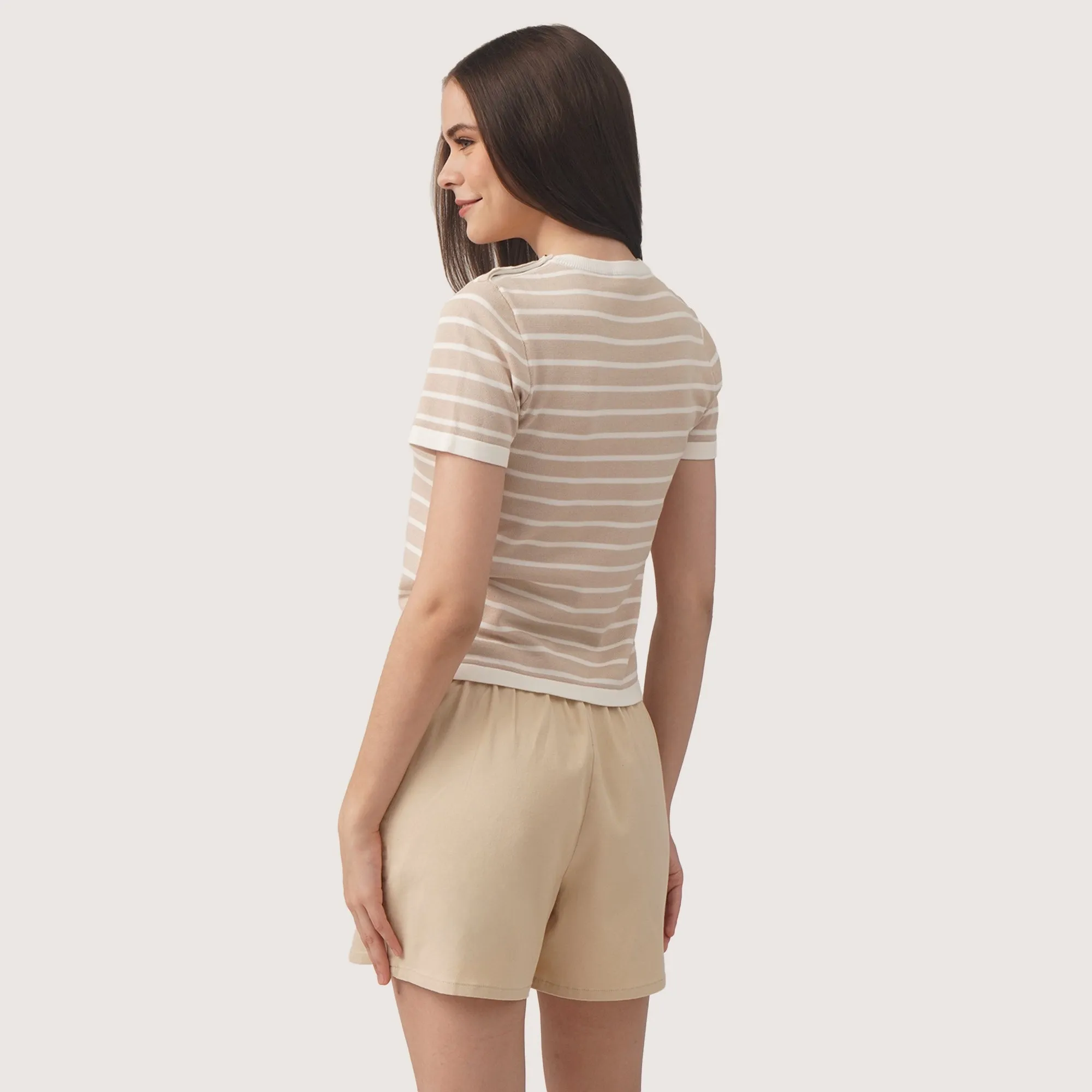 Regatta- Striped T-Shirt With Button Detail