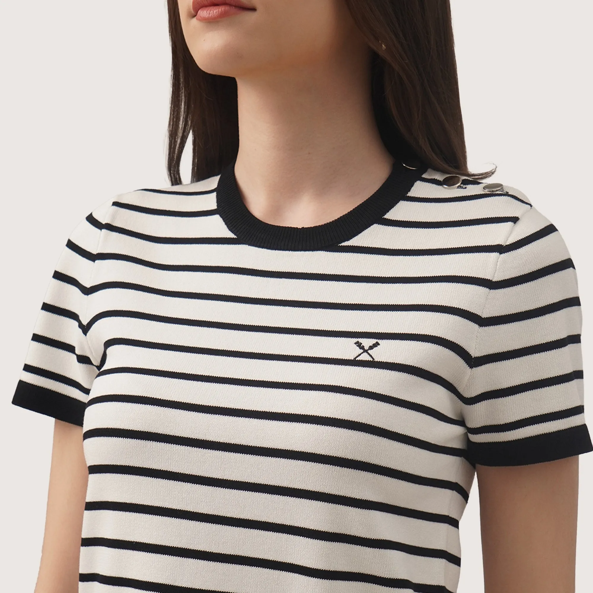 Regatta- Striped T-Shirt With Button Detail