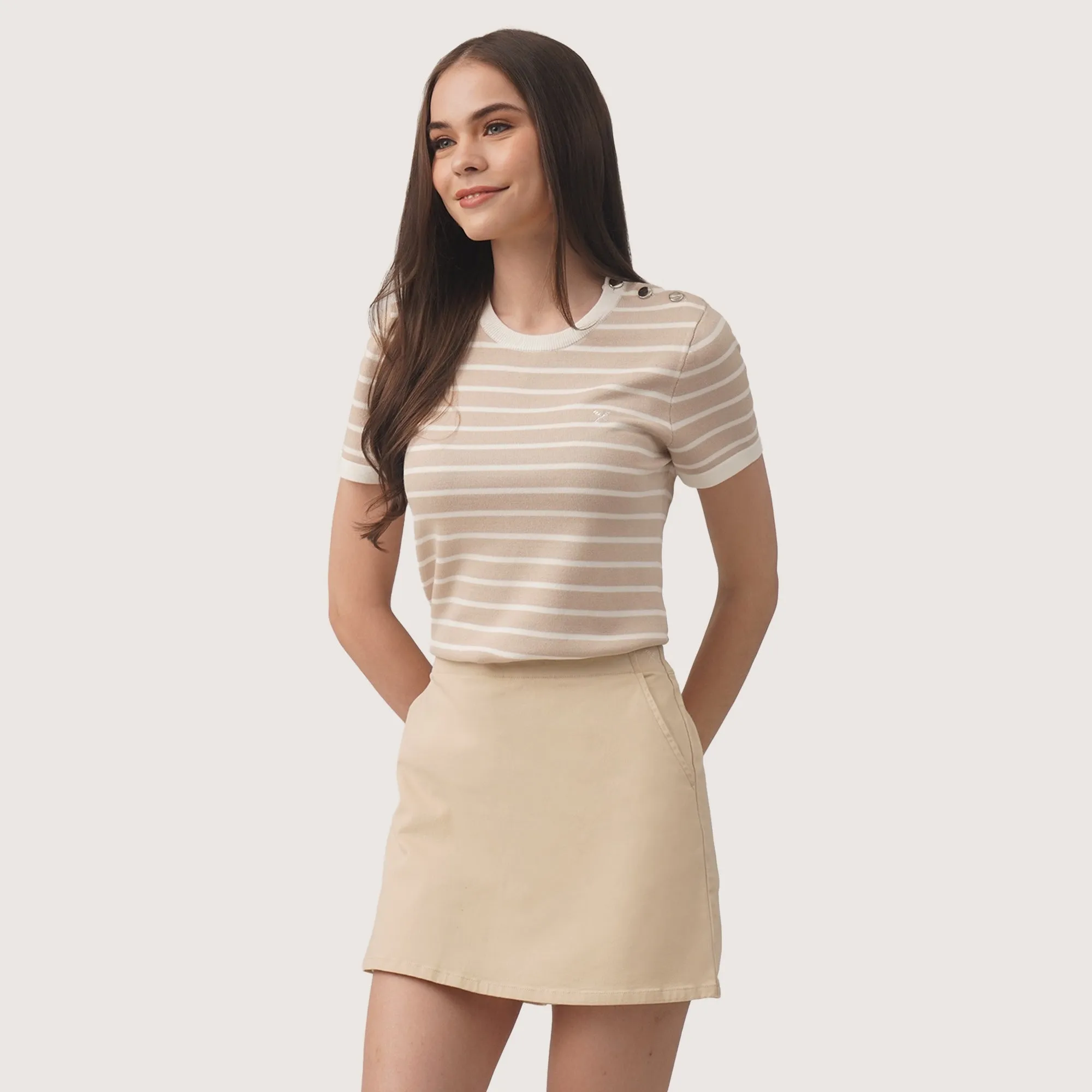 Regatta- Striped T-Shirt With Button Detail