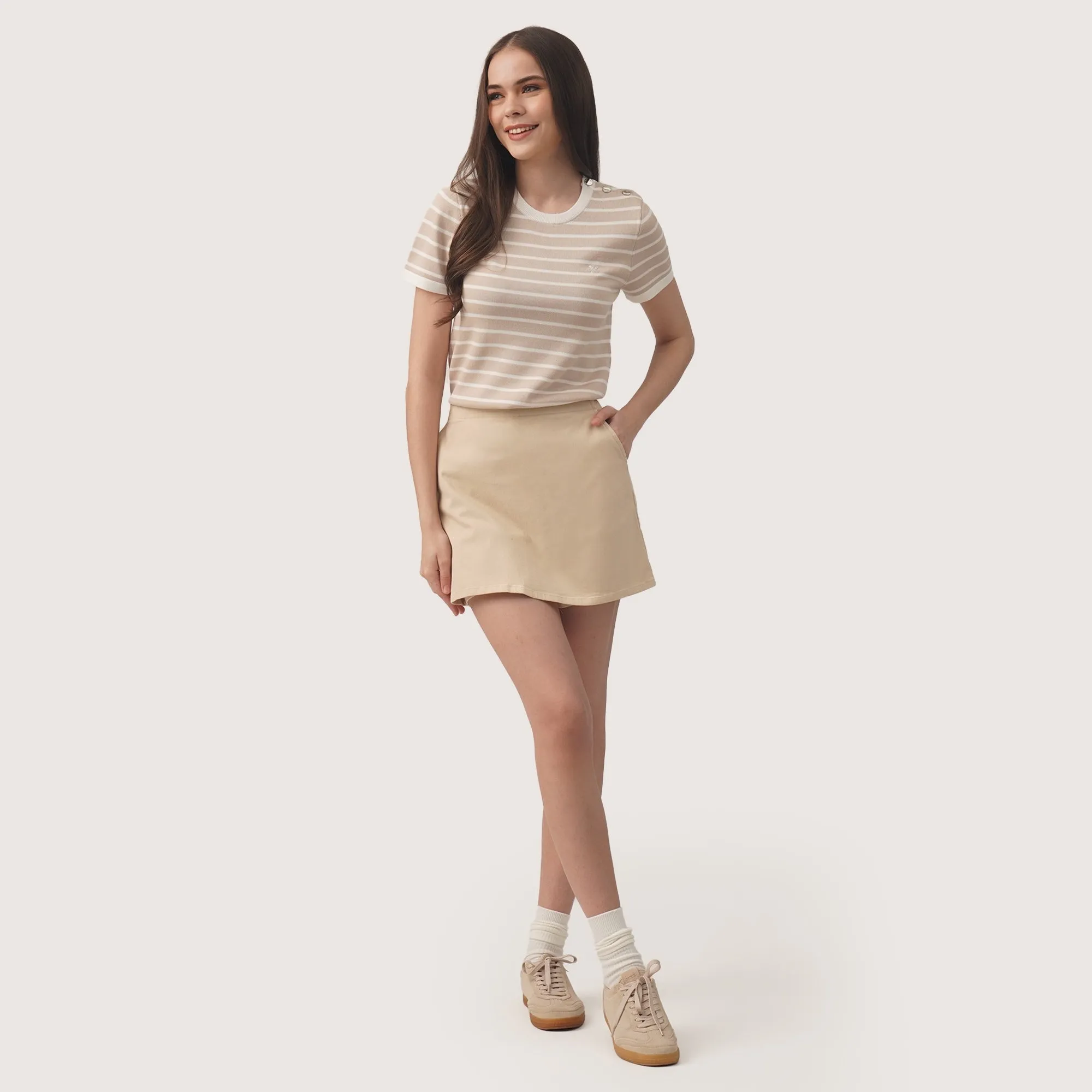 Regatta- Striped T-Shirt With Button Detail