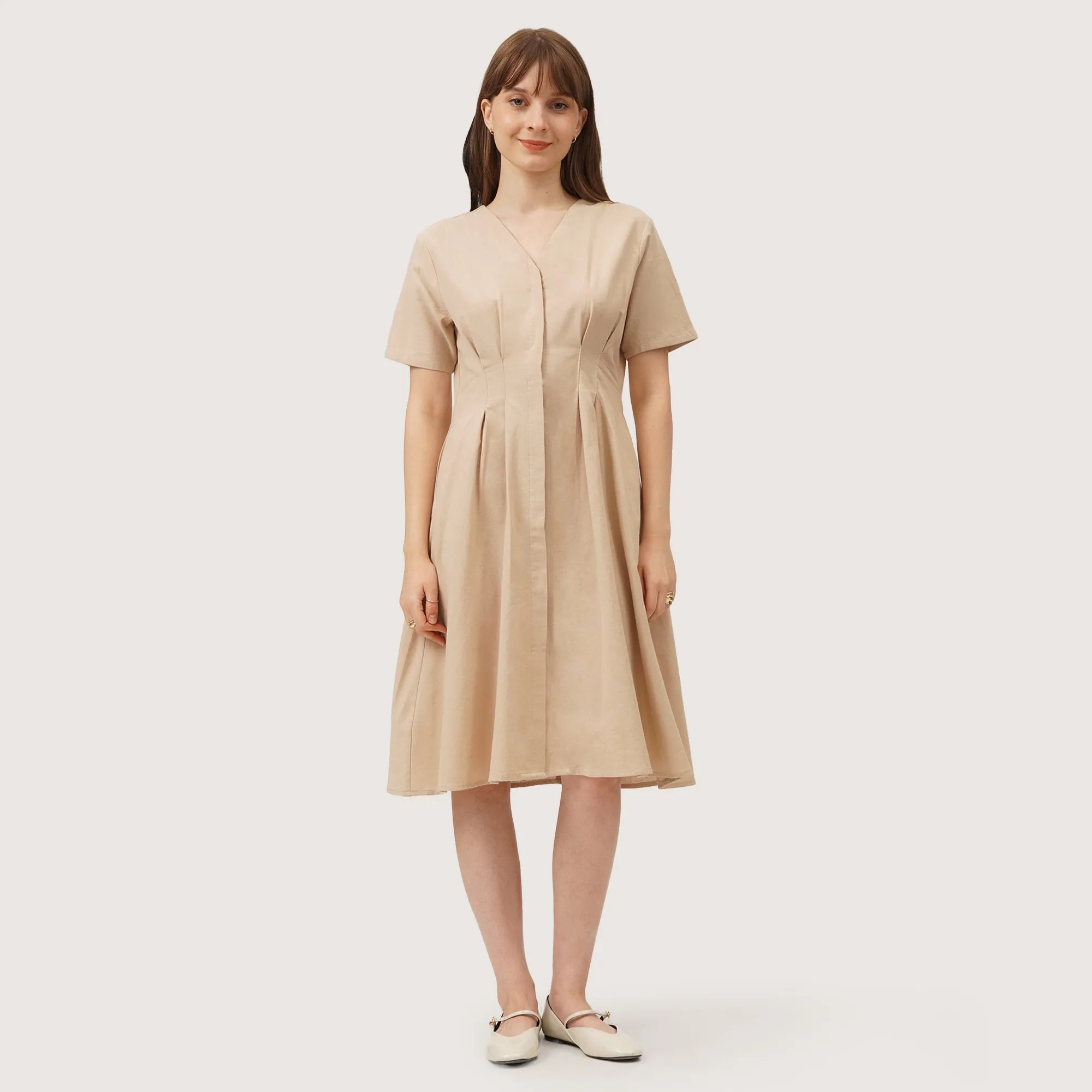 Regatta- V-Neck Pleated Dress