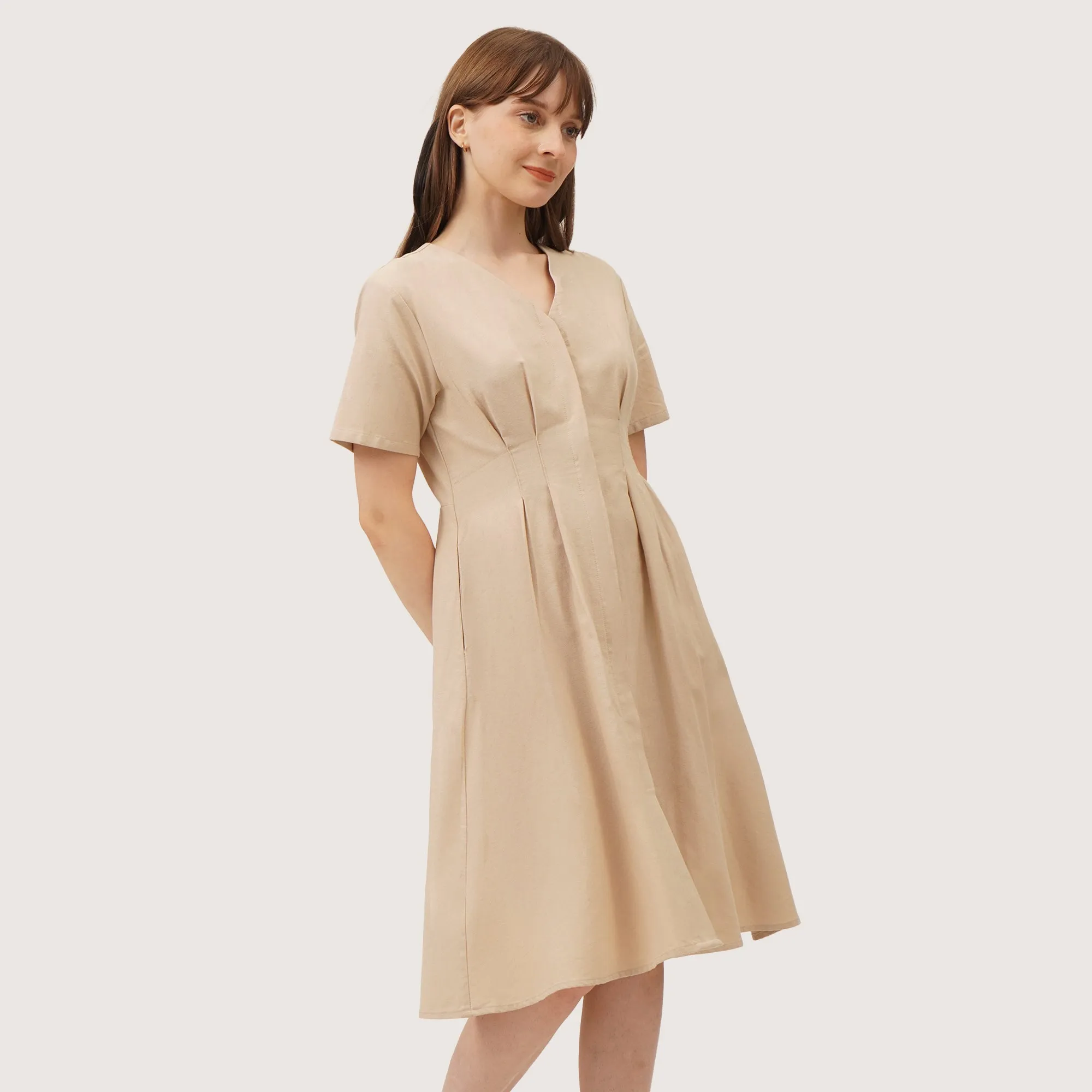 Regatta- V-Neck Pleated Dress