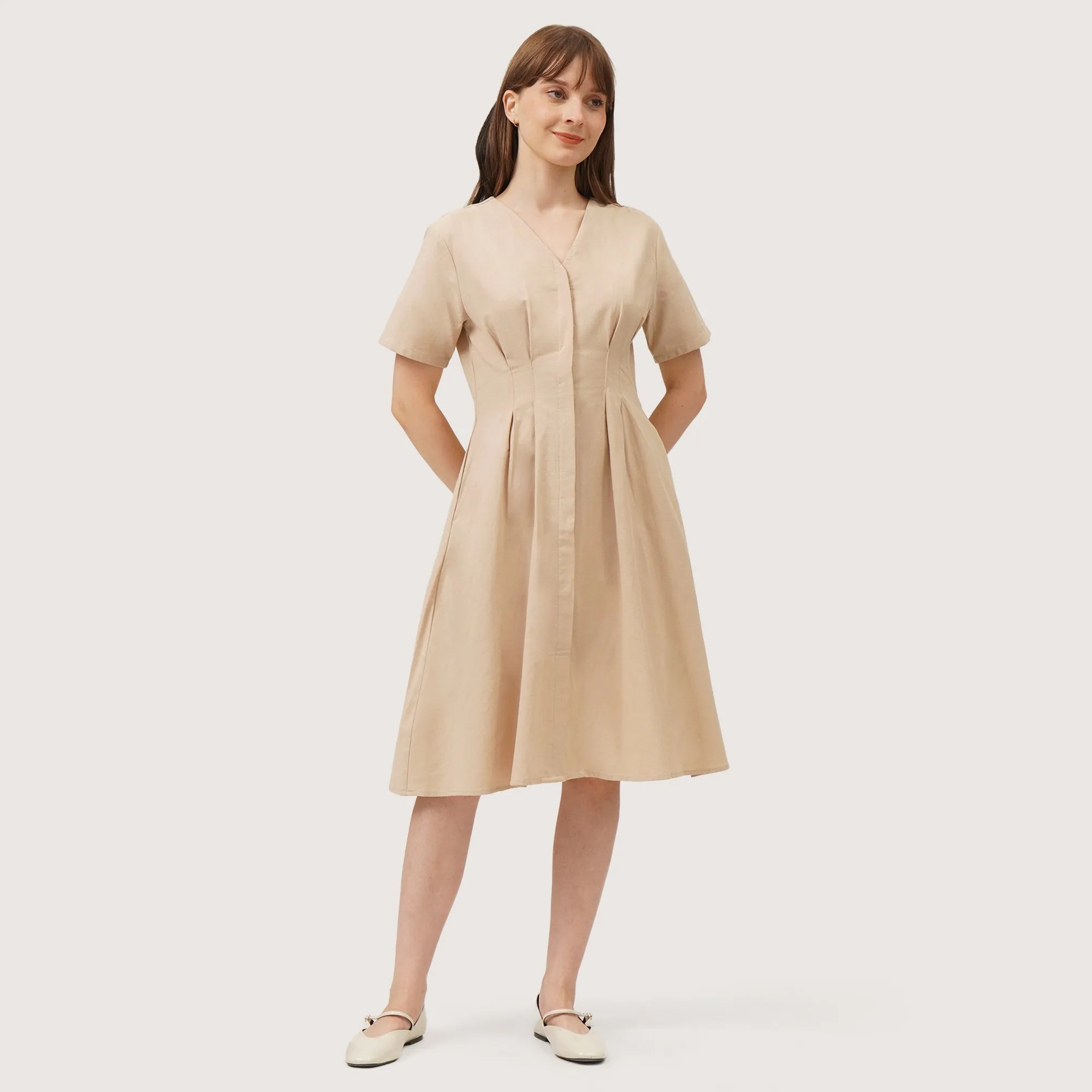 Regatta- V-Neck Pleated Dress