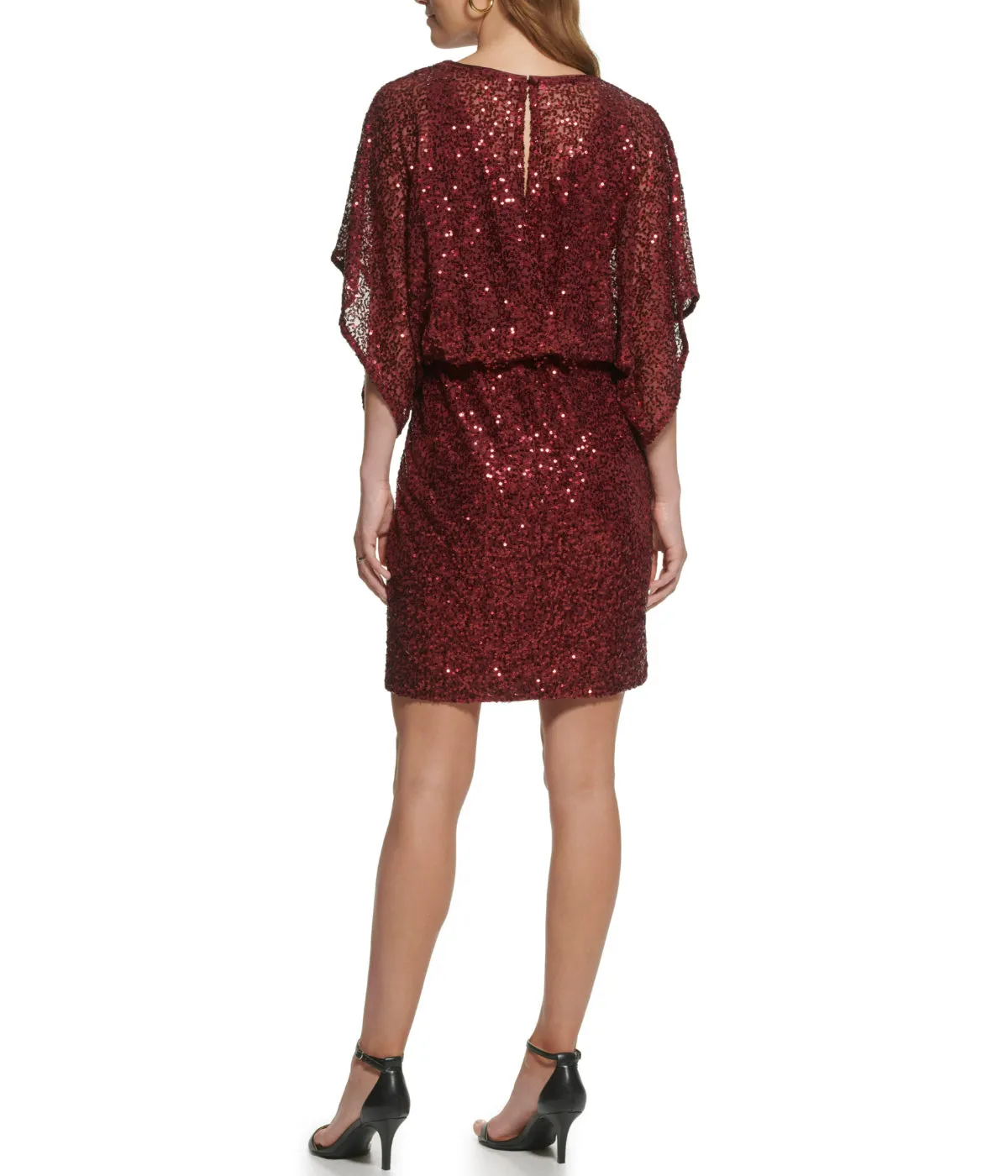 Selling Fast 1Pc Dolman Sleeve Blouson Sheath Dress Ruby  Limited Stock!