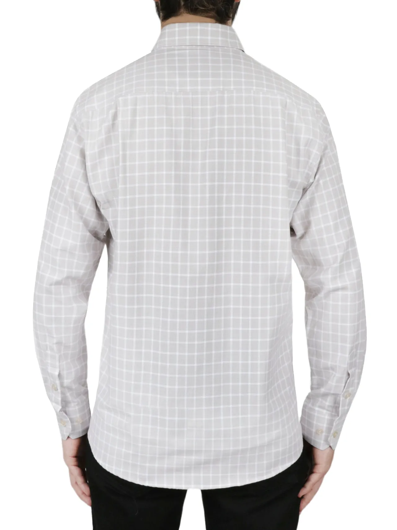Selling Fast Beige Windowpane Checkered Dress Shirt  Almost Gone!