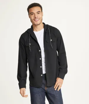 Selling Fast Men's Long Sleeve Hooded Shirt Jacket: Stretch Twill  Almost Gone!