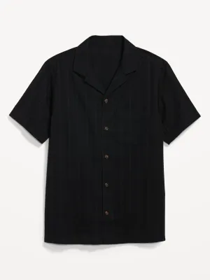 Short-Sleeve Textured-Dobby Camp Shirt for Men