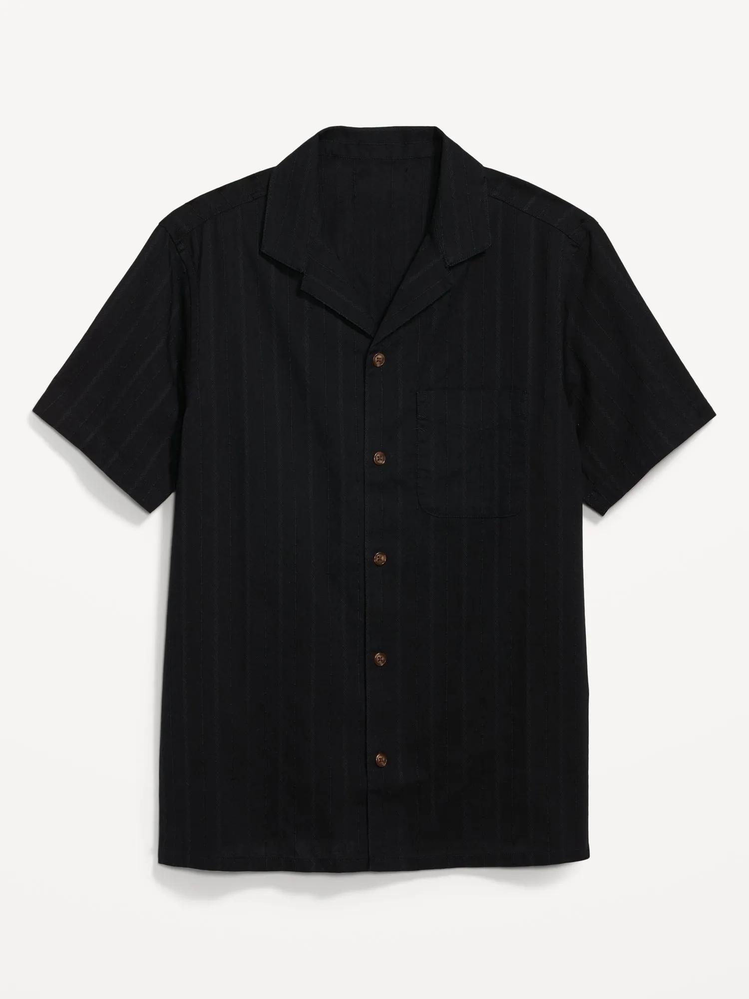 Short-Sleeve Textured-Dobby Camp Shirt for Men
