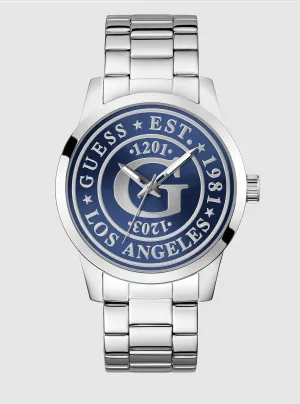 Silver Collegiate Blue Dial Watch Guess