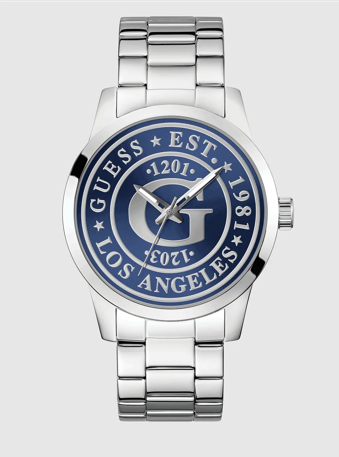 Silver Collegiate Blue Dial Watch Guess
