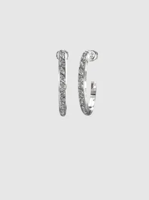 Silver Crystal Triangle Hoops Guess