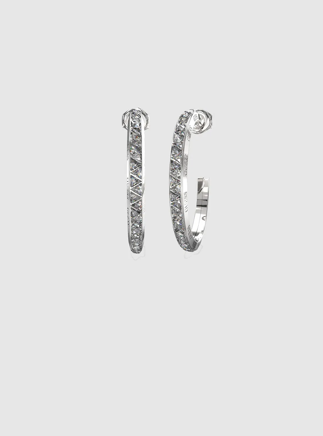 Silver Crystal Triangle Hoops Guess