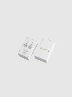Silver Heart Shape Logo Earrings Guess
