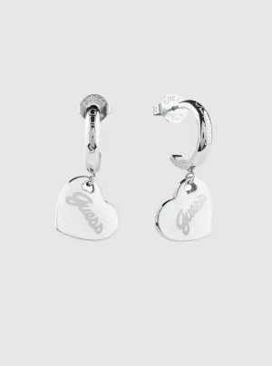 Silver Logo Charm Earring Guess