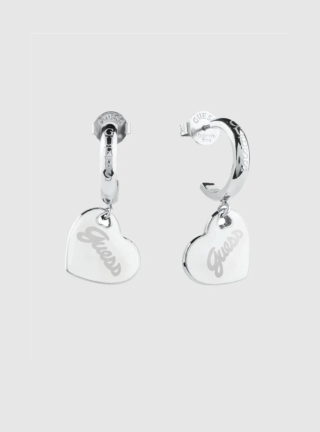 Silver Logo Charm Earring Guess
