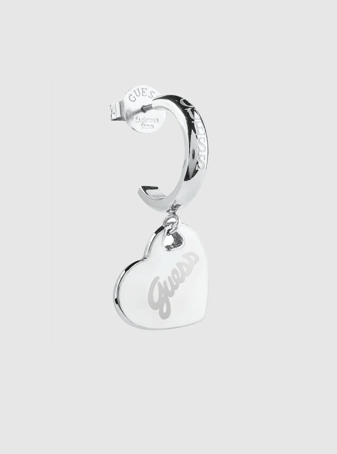 Silver Logo Charm Earring Guess