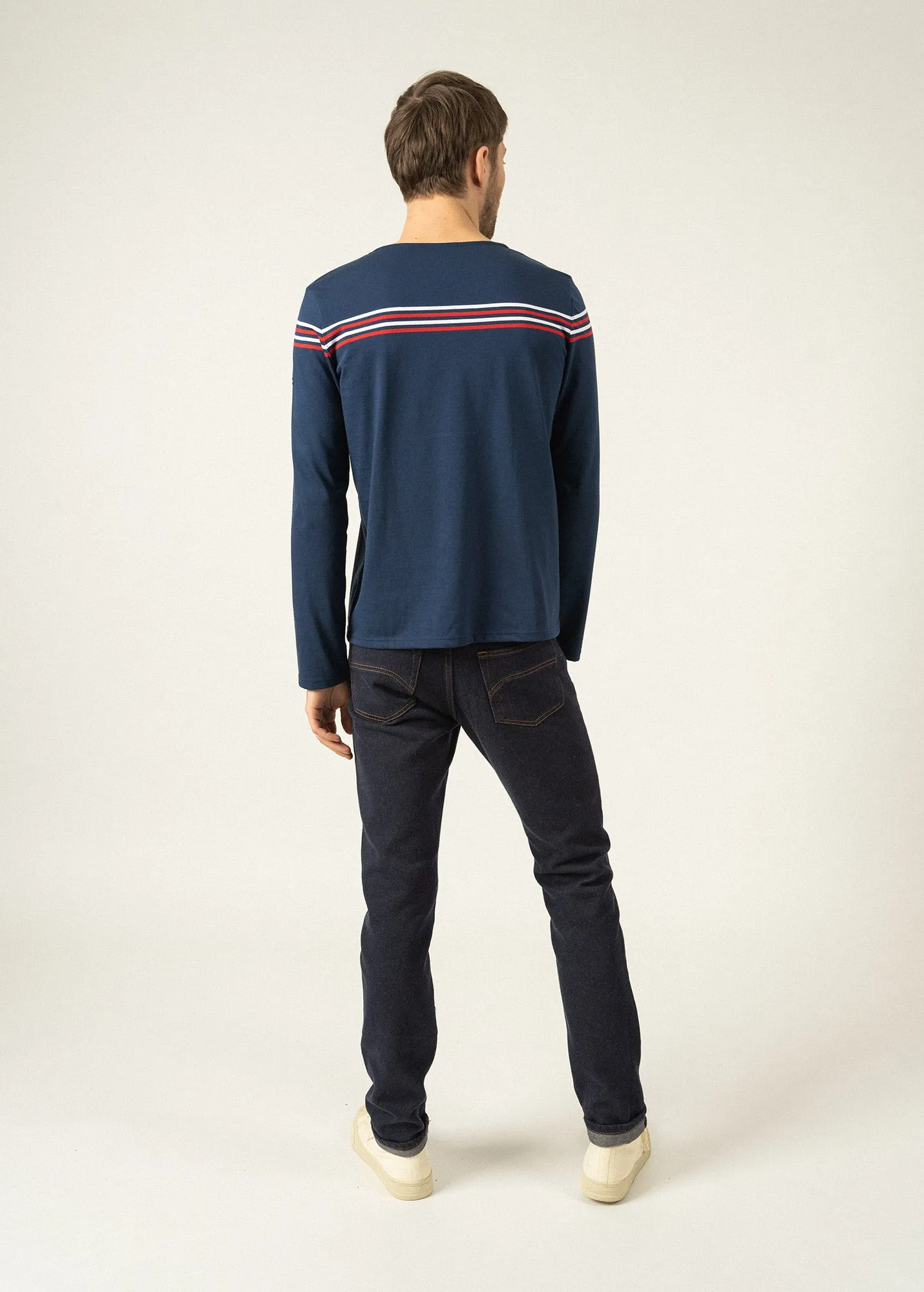 T-shirt  manches longues  rayures places - SAINT JAMES x Elyse (MARINE/TULIPE/NEIGE)